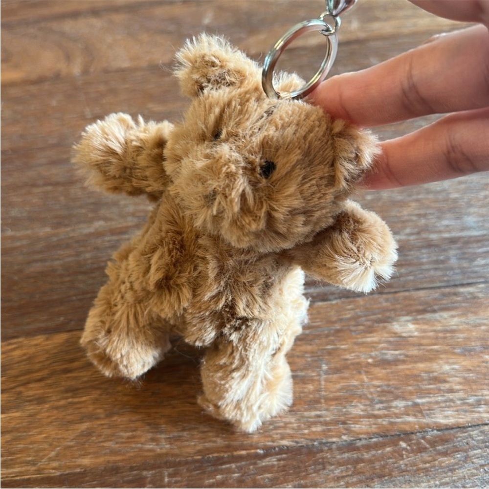 Cute Brown Teddy Bear Plush Bag Charm Soft Stuffed Keychain Backpack Accessory - Picture 3 of 4